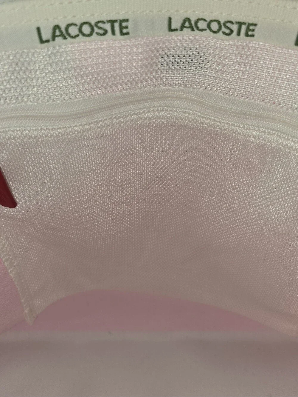 Lacoste Red White Trim L.12.12 Concept Shopping Bag Large Zipper Tote Purse